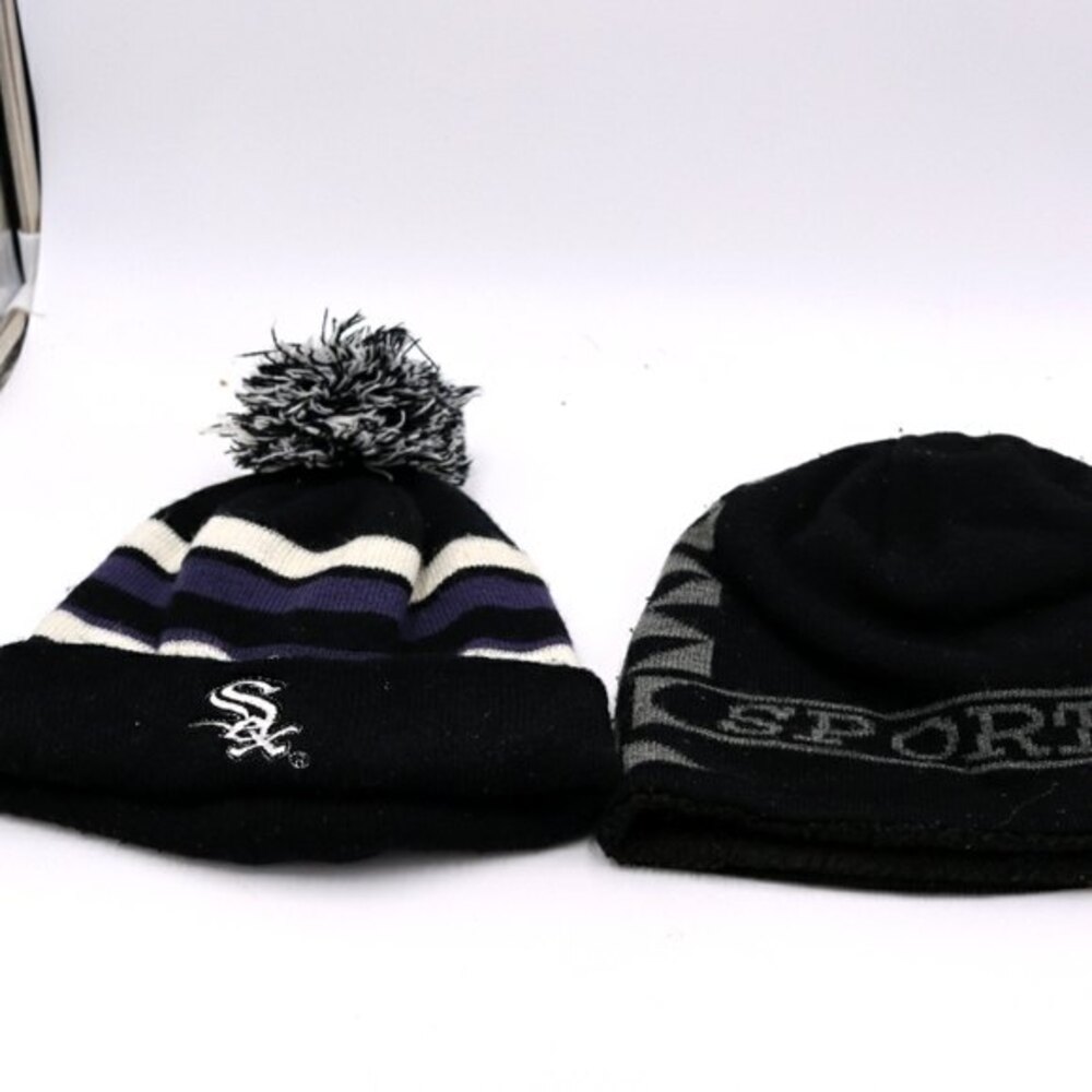 White Sox Beanie Hat Black Pompom Hat